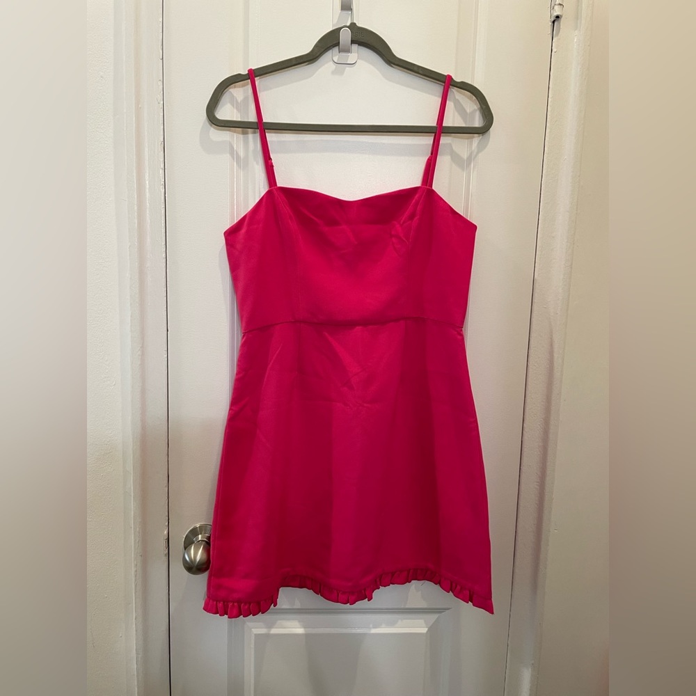 French Connection Whisper Frill Sweetheart Dress Size 8 Wild Rosa Pink NWT